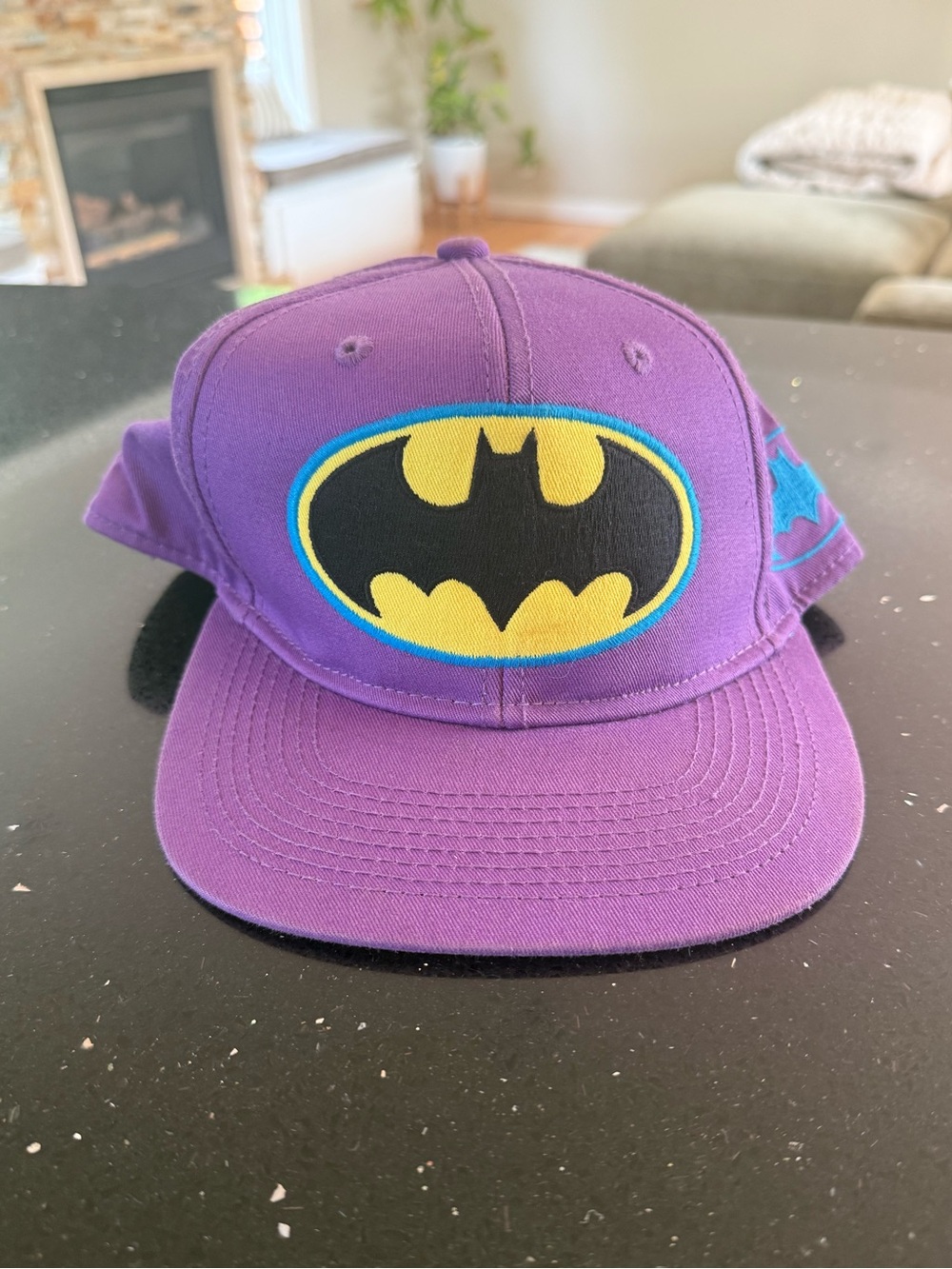 DC Comics Purple Batman Logo Snapback with Yellow and Teal Accents